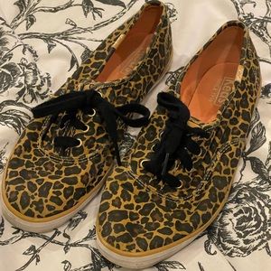 Keds Leopard Print Canvas Sneakers in Black and Tan